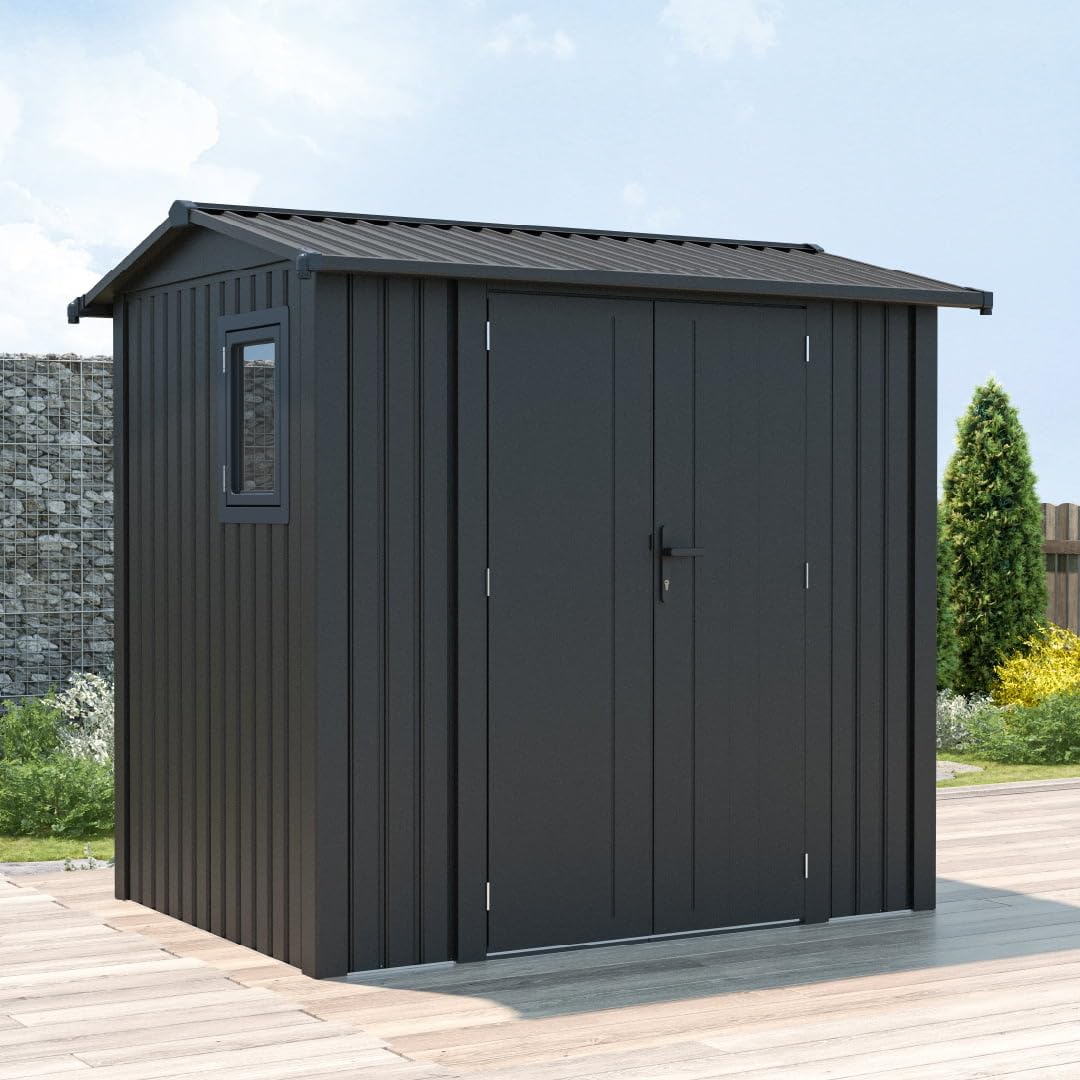 Gardiun Caseta Metálica Spree 4,1 m2 Exterior 232x176x212 cm de Acero con Ventana Lateral y Puerta Doble 106x178 cm