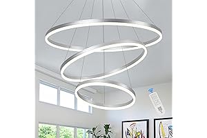 Dimmable LED Ring Chandelier | Silver 3-Rings Modern Pendant Lighting