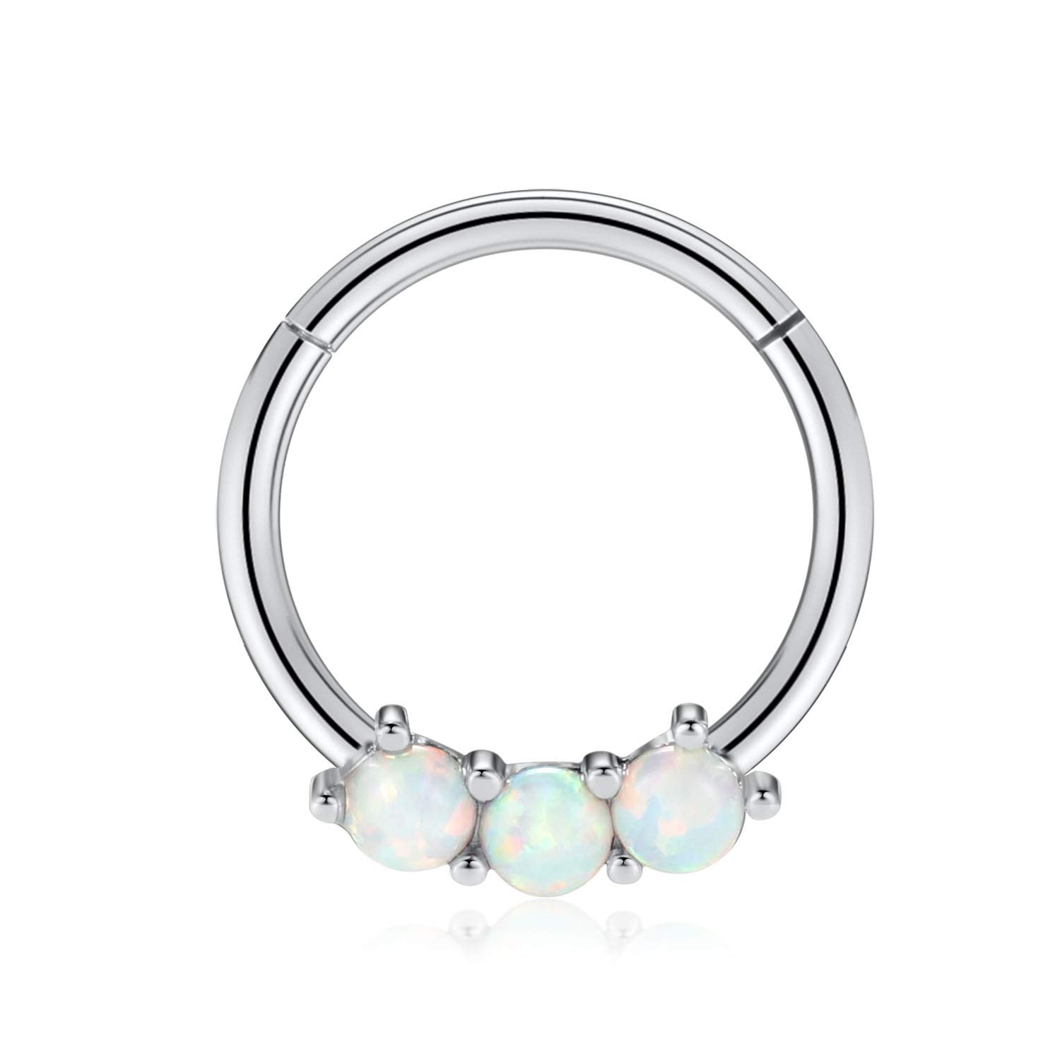 hengkaixuan 16G Septum Nose Rings Hoop Daith Earrings Surgical Steel Septum Clicker Ring Hirned Segment Seamless Clicker Ring Conch Hoop Ring Unisex Earrings Hoop Daith Piercing Jewellery — view 14