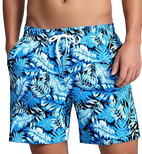 MADHERO Mens Swim Trunks Vintage Floral Quick Dry Beach Shorts Bathing Suit with Mesh Lining
