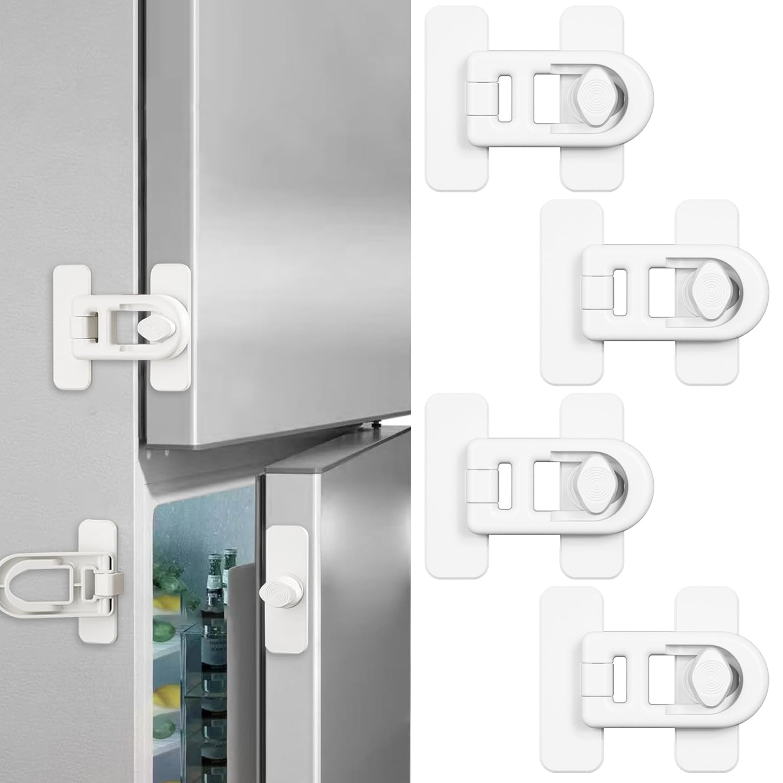 ZYEKIU 4 Stück Kindersicherung Schrank, Schranksicherung Baby Selbstklebend, Schubladensicherung Baby Einstellbar, Kindersicherung Kühlschrank für Kühlschrank Schublade Schrank Tür (Weiß)