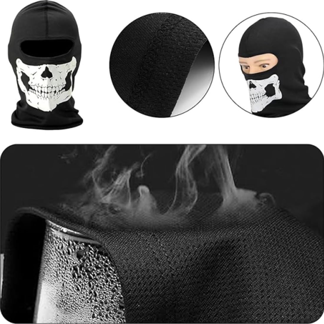 Maschere Fantasma, 2 Pezzi Call of Balaclava Passamontagna Cosplay Unisex da Adulto Passamontagna con Stampa Teschio per Sciare per Bici, Moto, Snowboard e Sport all'Aria Aperta