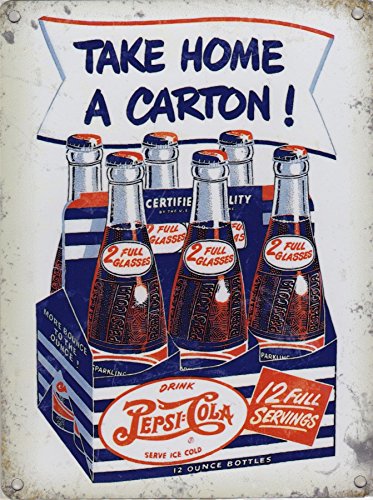 15 x 20 cm Cola de Pepsi Take Home A Carton Vintage Esmalte Estilo Metal Publicidad Firmar