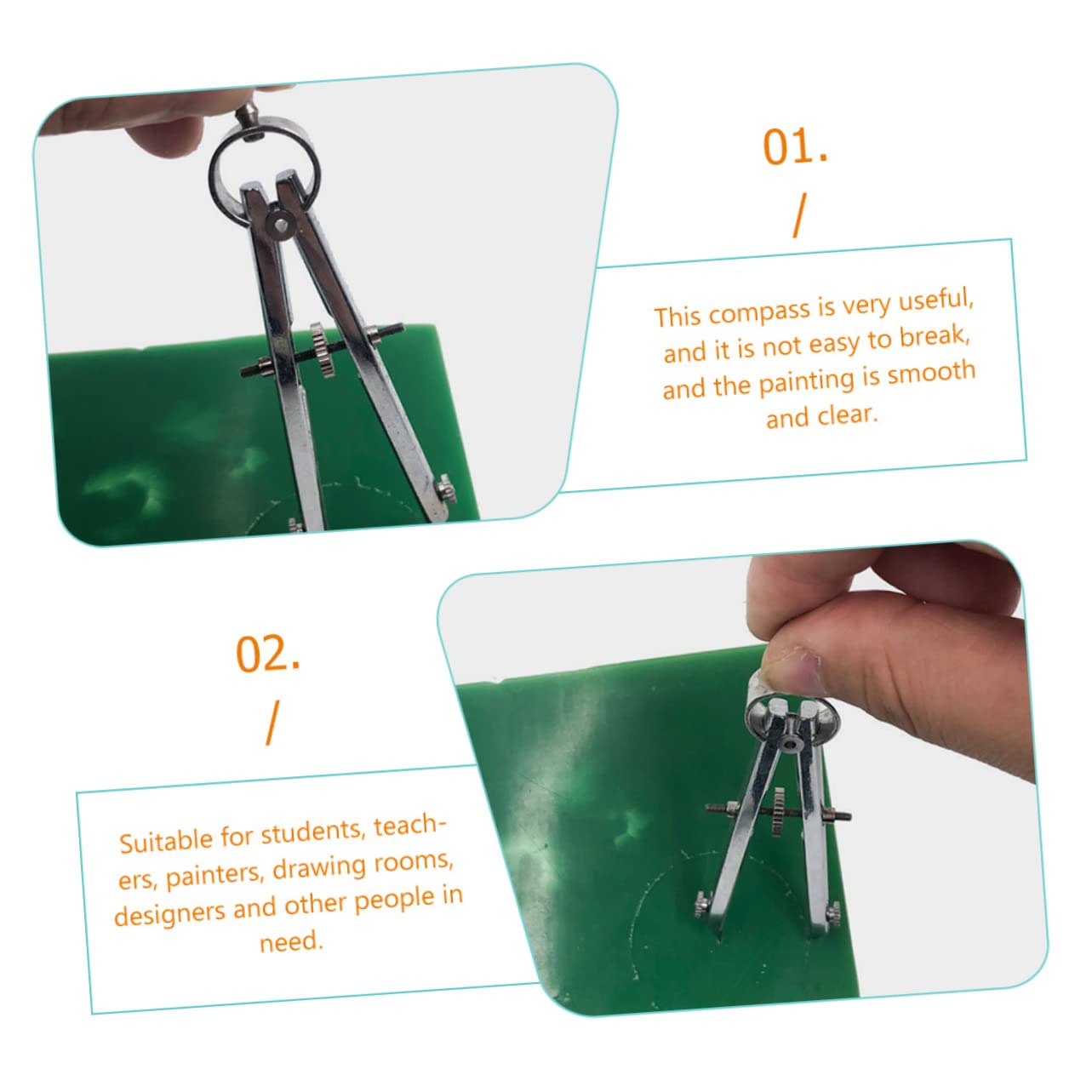 NUOBESTY 4 Pièces boussoles boussole pour les mathématiques boussole mathématique compas scolaire compas de charpentier Fournitures de bureau boussole pour la géométrie Acier inoxydable