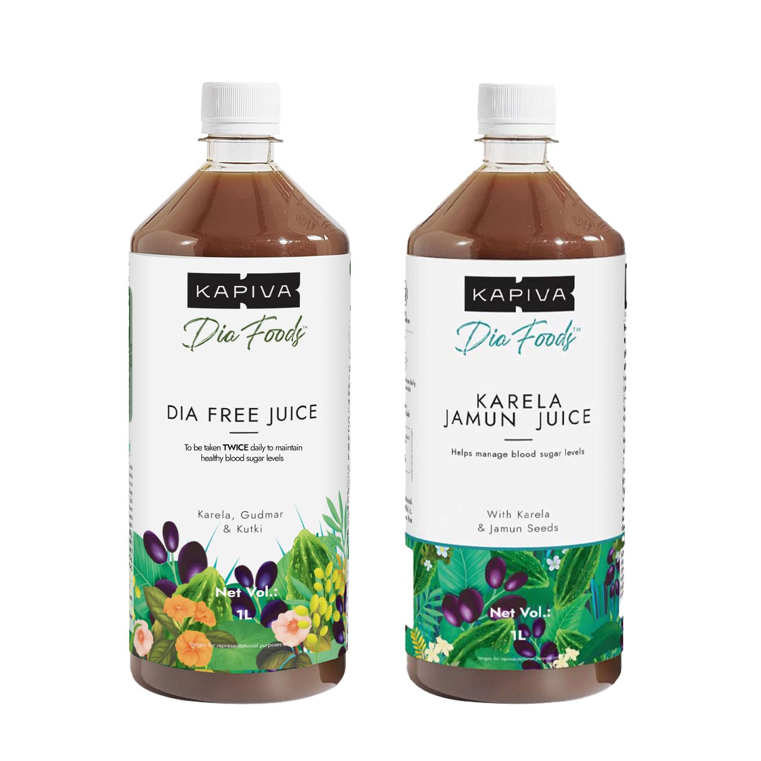 Kapiva Dia Control Combo | Kapiva Karela Jamun Juice 1L, Kapiva Diafree Juice 1L | Blend With Jamun, Karela, Amla, Guduchi | Helps Control Blood Sugar Level And Build Immunity, Pack of 2 (B089YFL1F2) Amazon Price History, Amazon Price Tracker