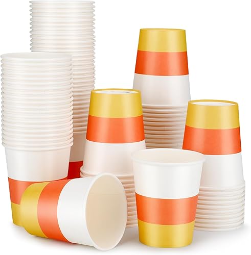 Miniatura 1 de 100 tazas de papel de maíz de caramelo de otoño de 9 onzas, tazas de calabazas de Acción de Gracias, tazas de papel desechables de otoño para