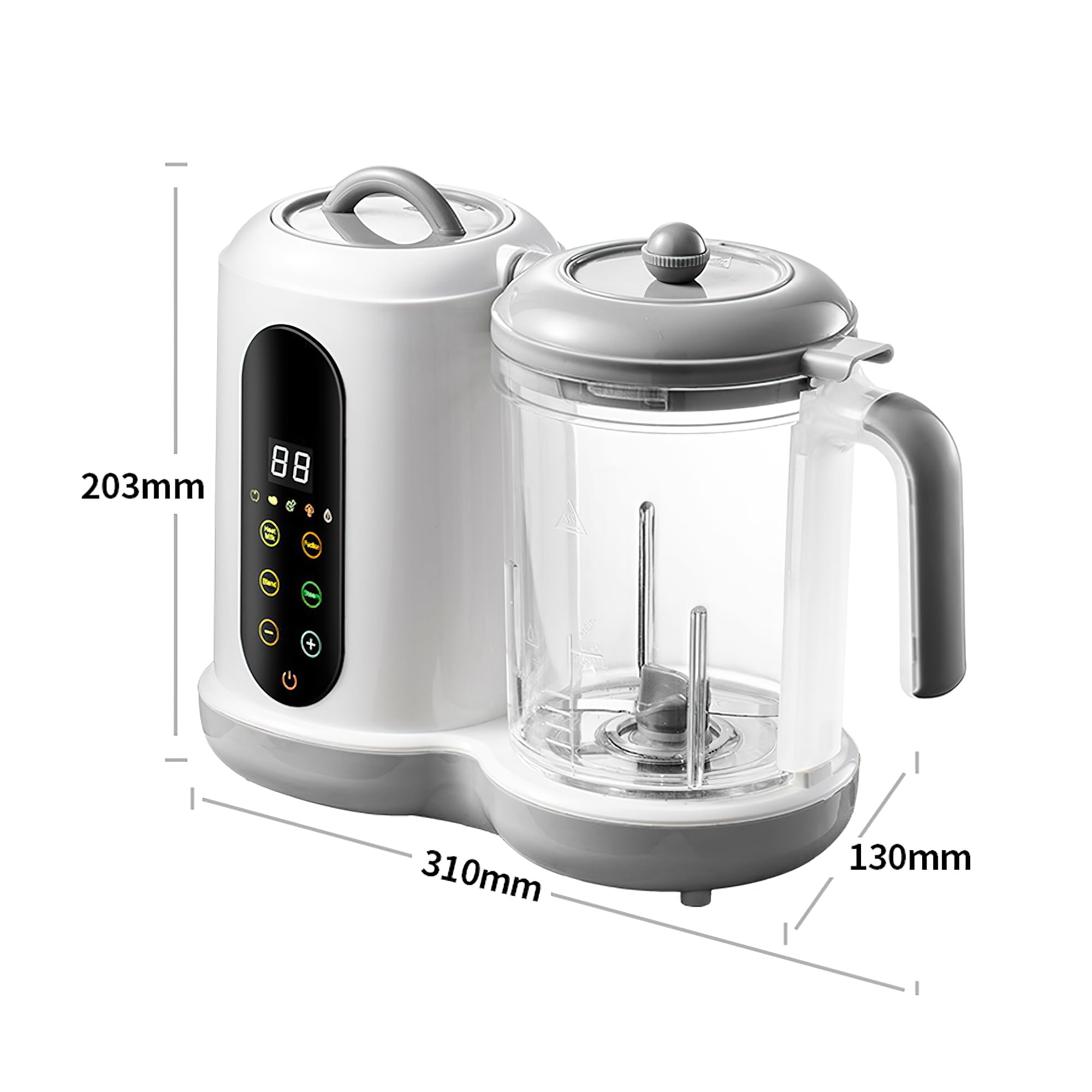 Robot Cuiseur Bebe, Cuiseur Vapeur Mixeur, Grande Capacité 400ML, Petits Pots Bébé Faits Maison, Mixeur Bebe,Nettoyage Automatique, Écran Tactile, pour Mixer et Réchauffer Les Aliments pour Bébés