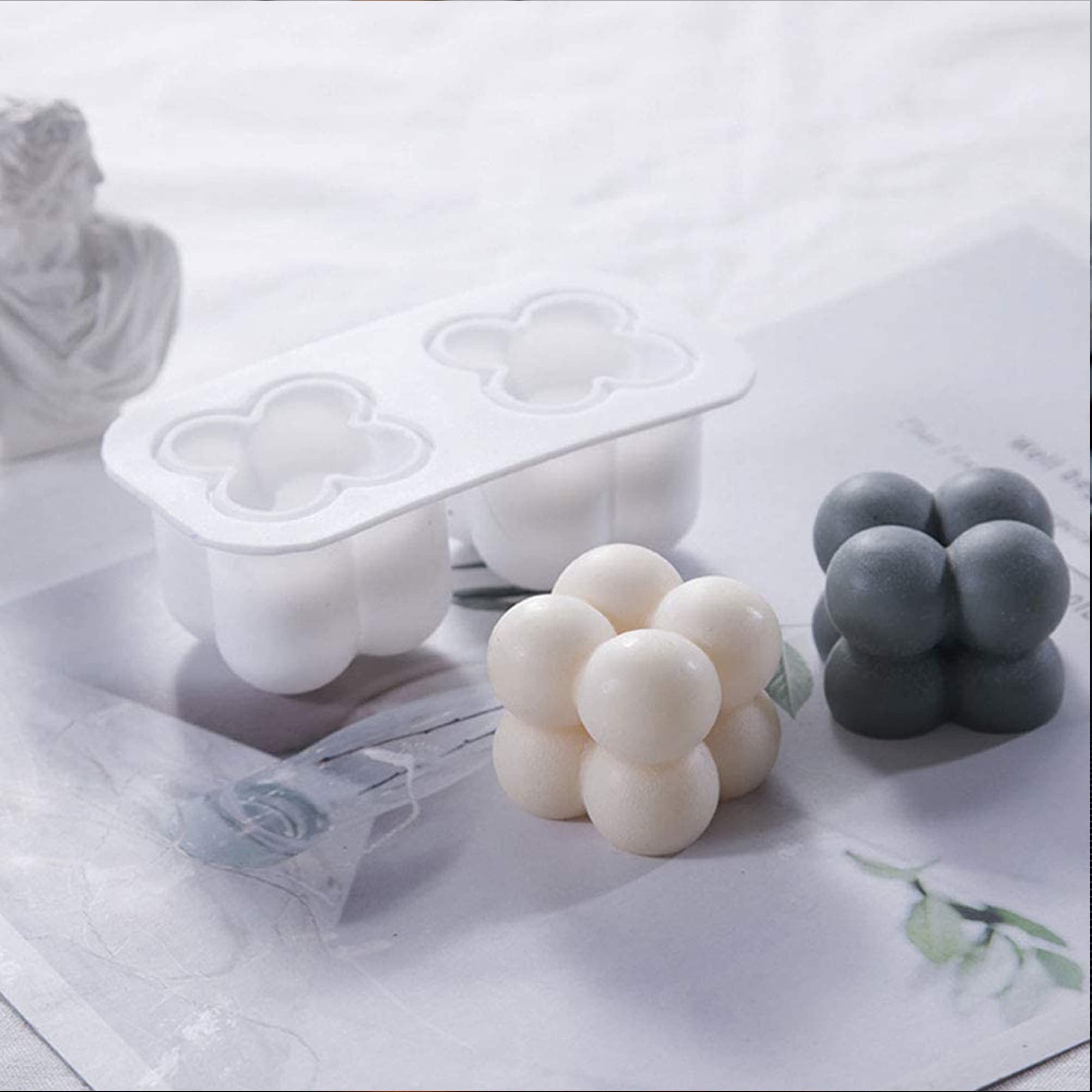 Siliconen kaarsvorm, bubbelpatroon rond, 102 x 75 x 72 mm, 181 ml siliconen vorm 3D kaarsgietvorm kaarsen maken zeepvorm kaars knutselen party decoratie DIY design modern
