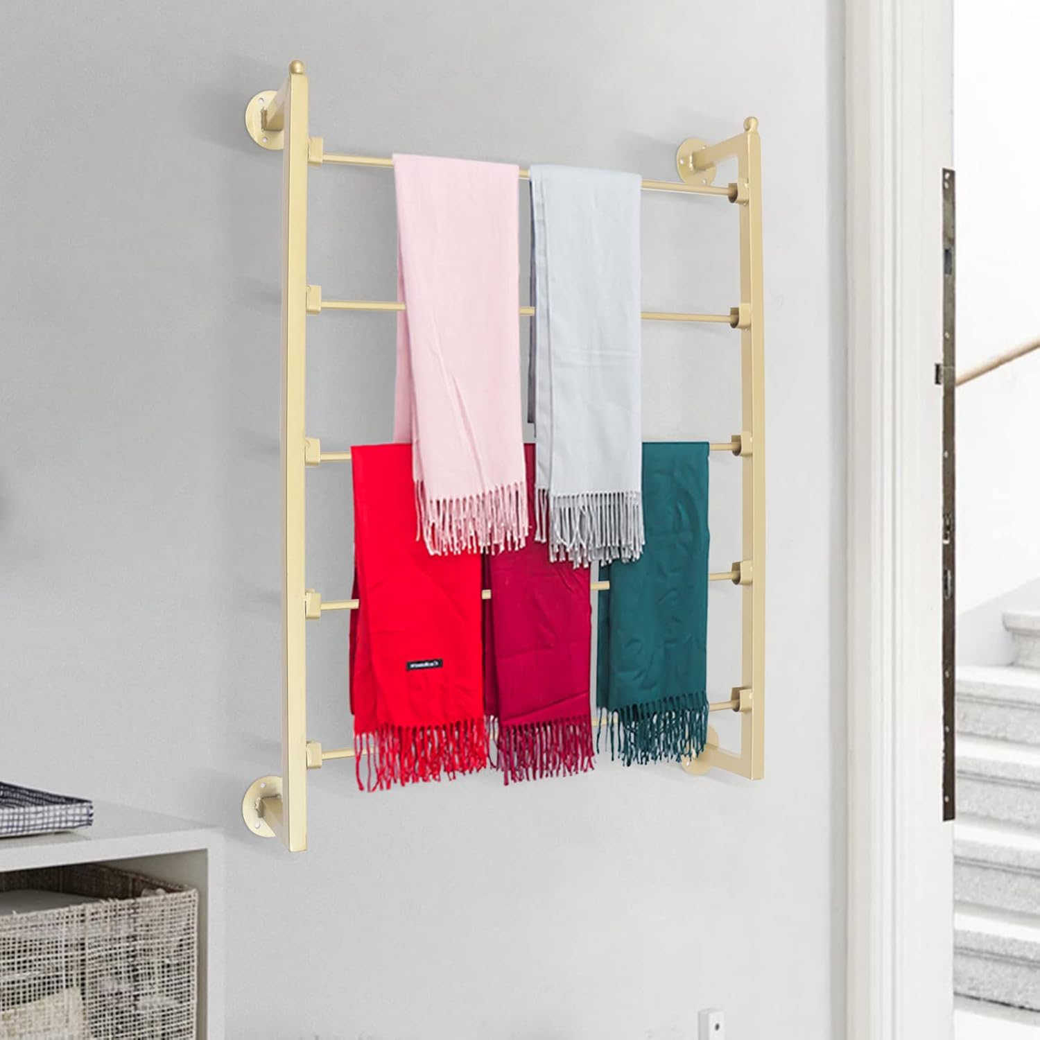 Ribbon Rack,Ribbon Holder Organizer Rack, 5 Tiers Tie & Scarf Rack, Ties Belt Pants Silk Scarves Hanging Display Rack，