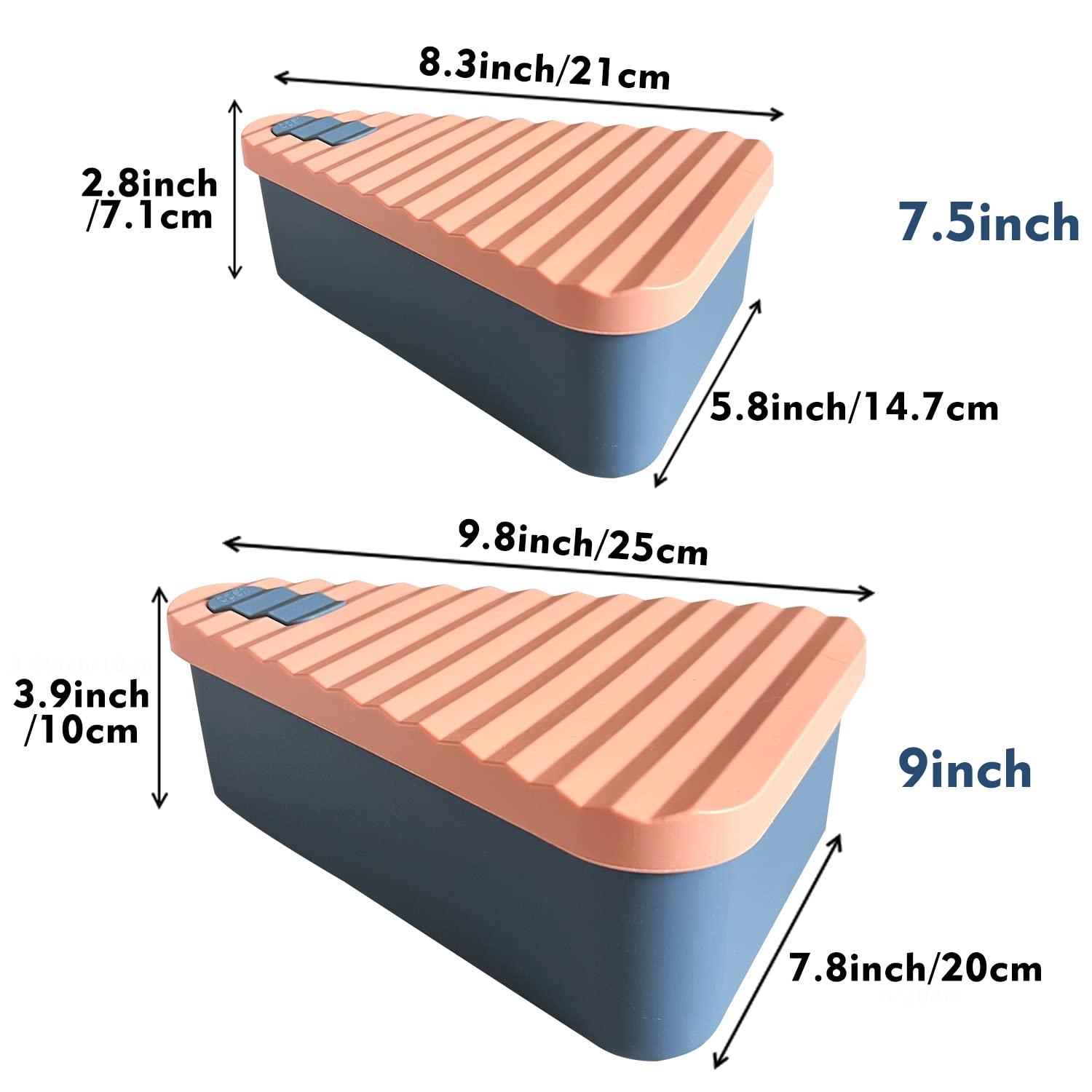 Gwydre Reusable Pizza Storage Container - Silicone Lunch Box With 2 Trays For Leftovers (9 Inch, Blue & Pink)