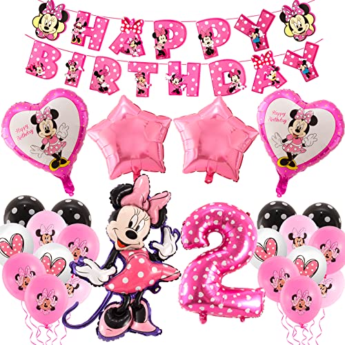 Yumcute Decoração de aniversário 2 anos menino menina, Minnie balões e decoração