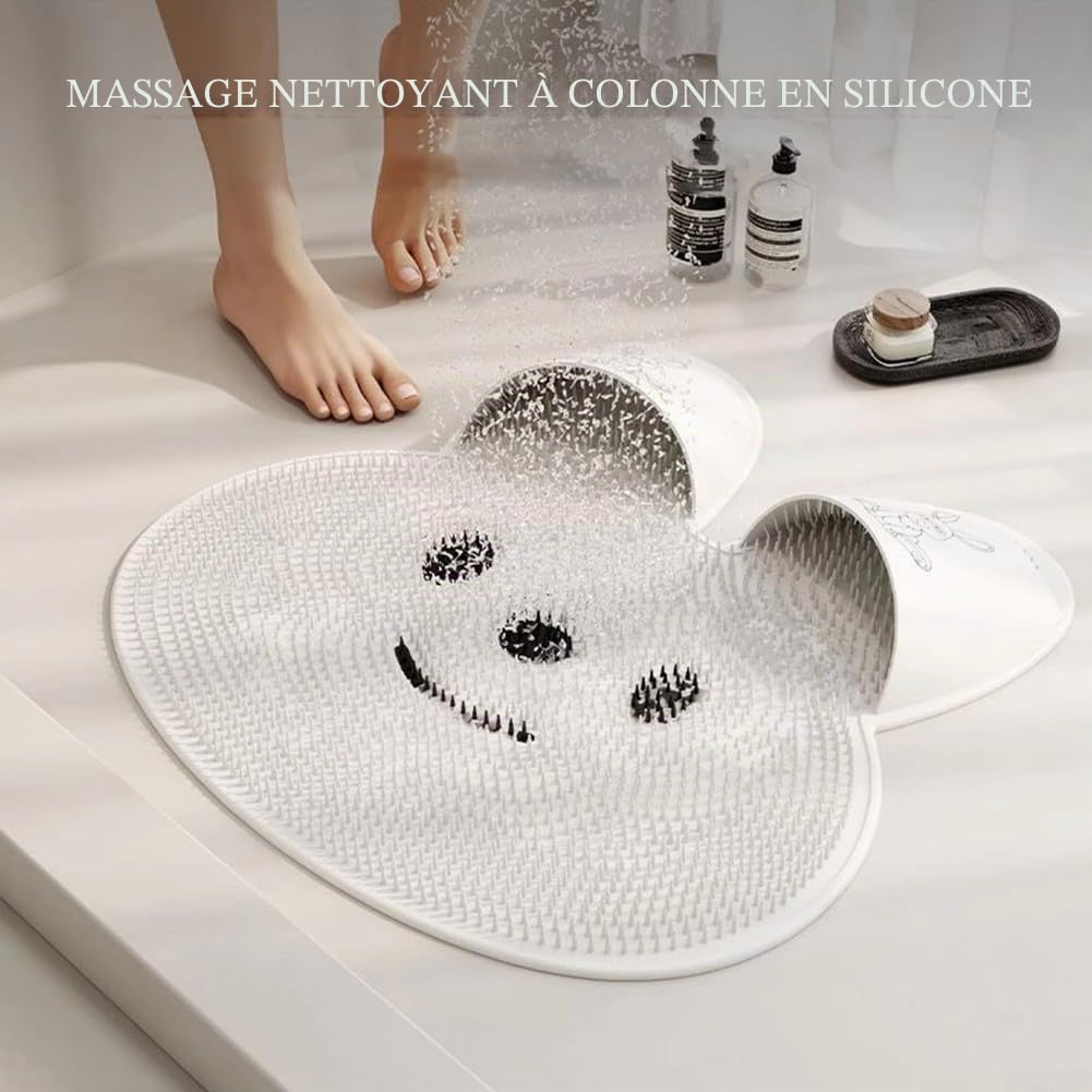 Tapis de nettoyage pour pieds de douche - Brosse de nettoyage pour la maison et la salle de bain (blanc)