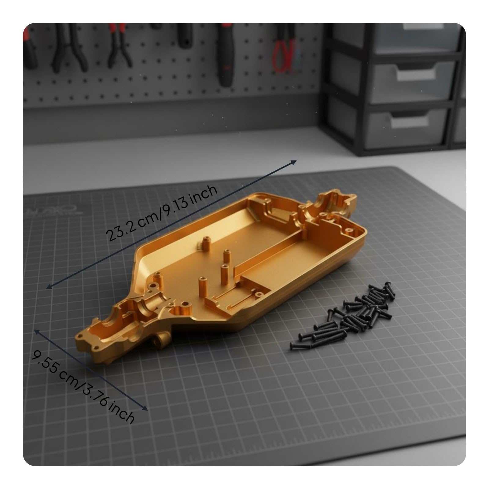 Baoblaze Chasis de Actualización para Vehículo RC Chasis Base Bastidor Marco Mejora Compatible con 16101 a 16201 y C8805 Reduce Vibraciones y Mejora Tracción, Oro