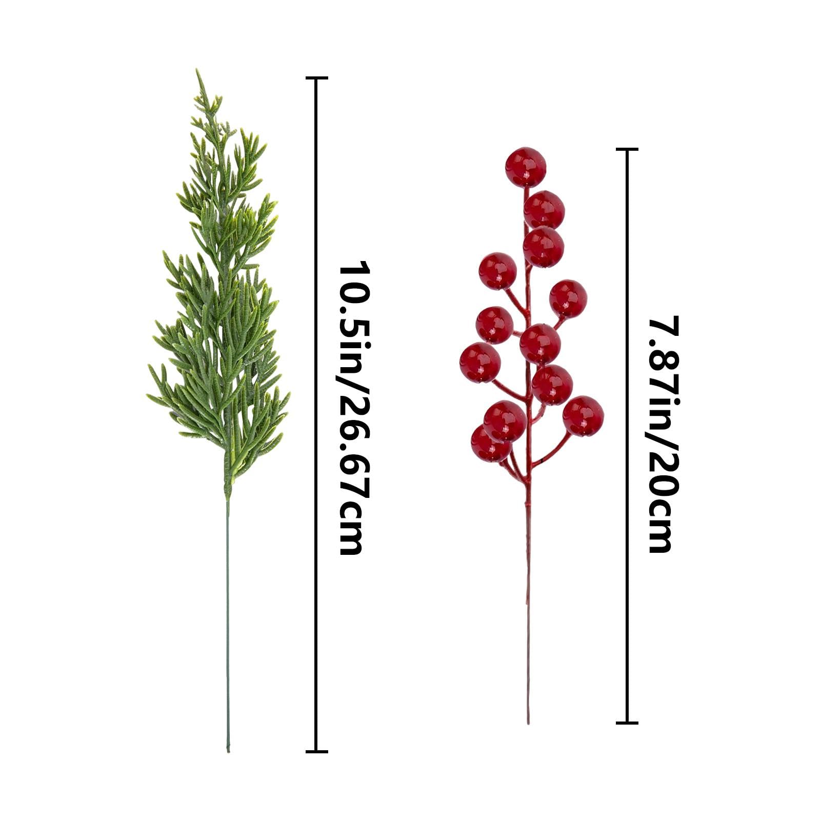ASTNIC Künstliche Tannenzweige Mit Roten Beeren - 40 Stück Weihnachtsdeko Für Kränze & Girlanden