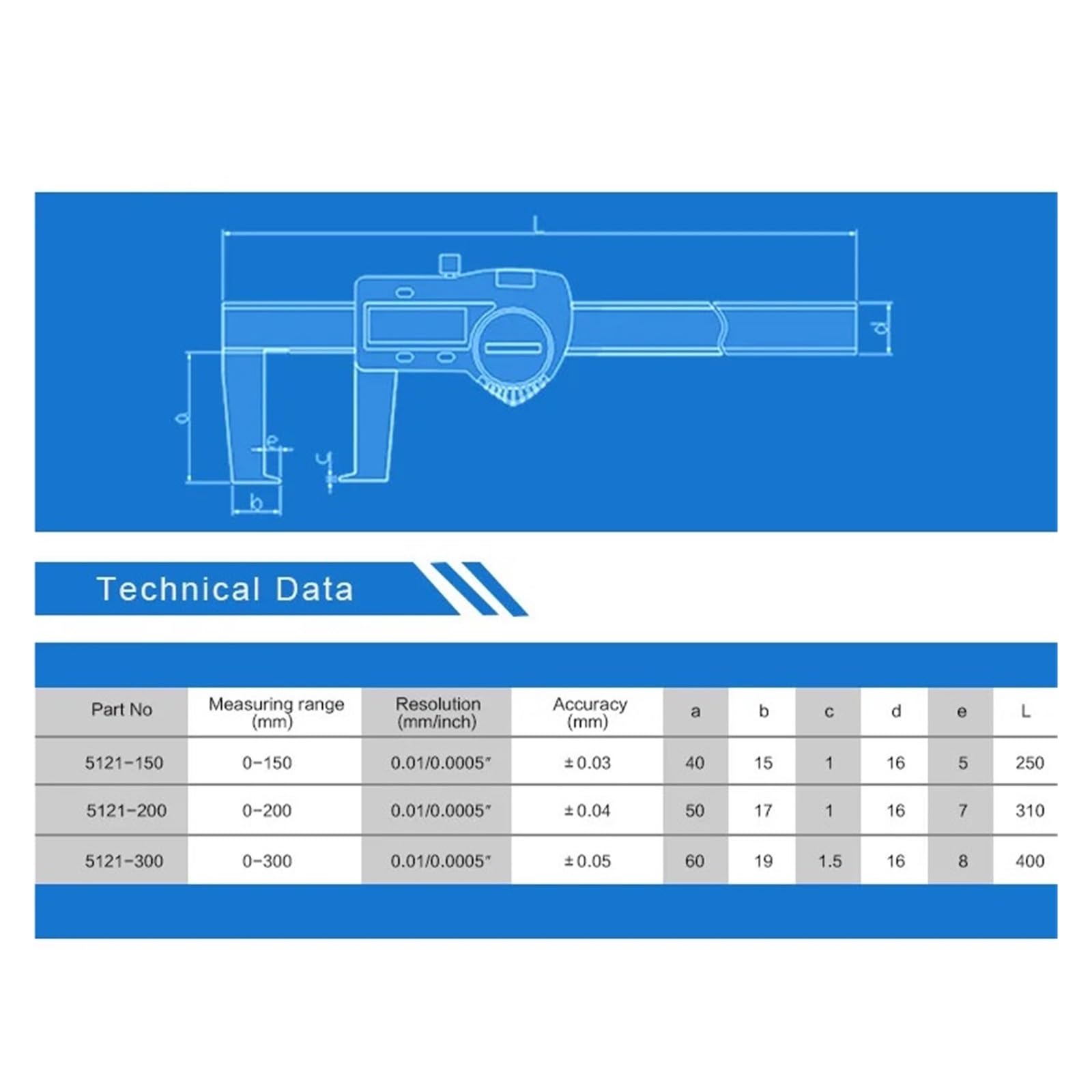 Calibrador Digital de Ranura Exterior de 0-150/200/300 mm con Puntas Planas Calibrador Digital de Acero Inoxidable,0300mm
