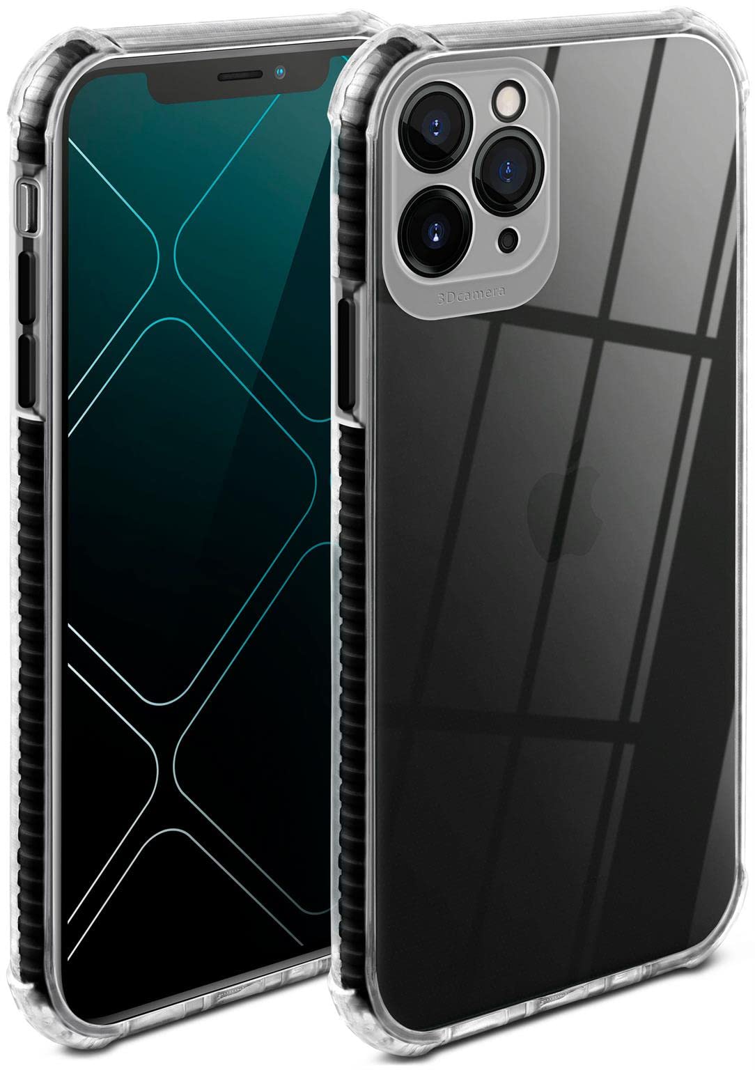 Carcasa iPhone 11 Pro Max ONEFLOW transparente con protector de cámara 3D negro 8