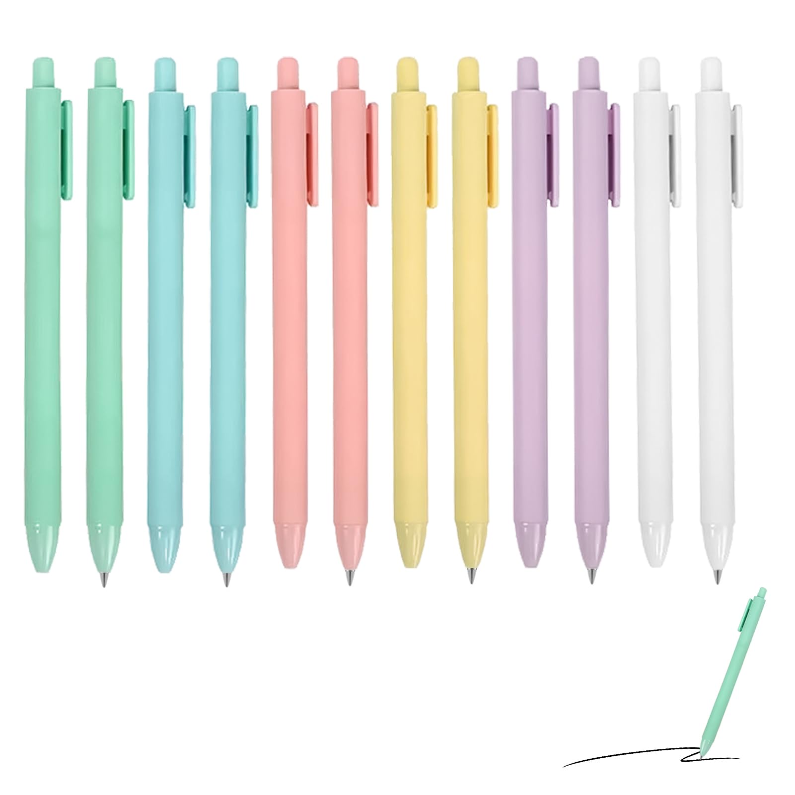 12 Pcs Gel Pens with Black Refill, 0.5mm Black Ink Pens, Premium Retractable Roller Ball Pens, Quick-Dry Ink, Fine Point, Morandi Candy Colors, Comfortable Grip for Writing Sketching Doodling Drawing