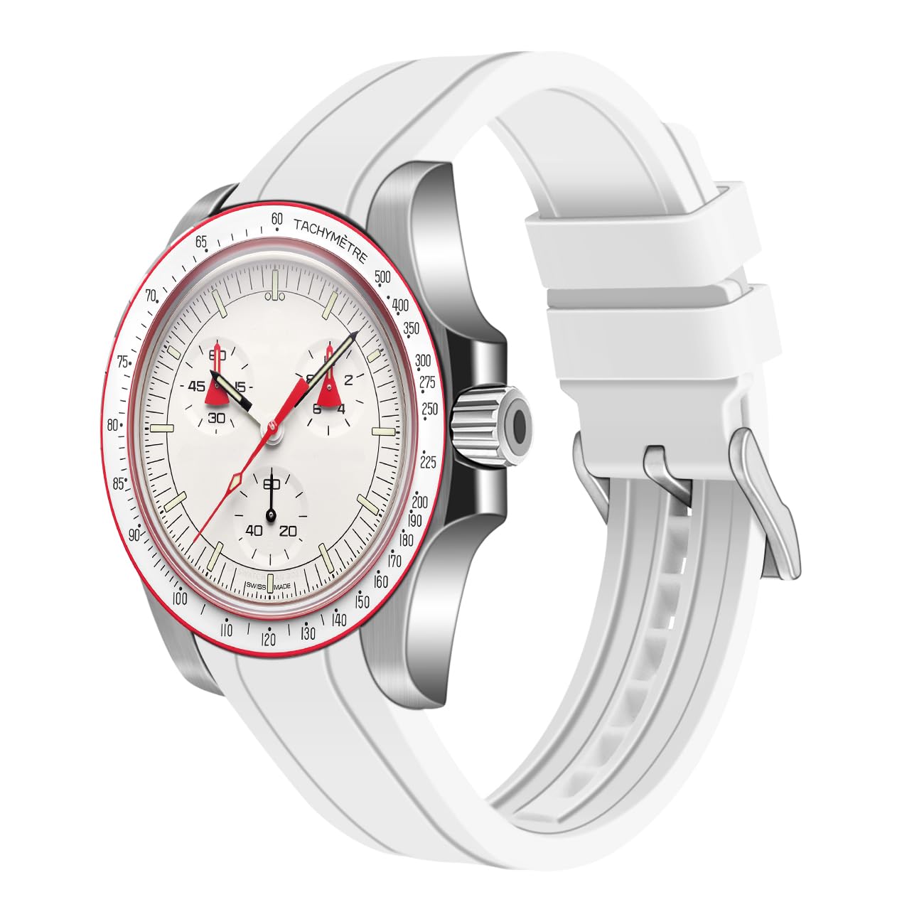 Juntan Curved Ends Silicone Watch Band 20mm 22mm Universal Soft Rubber Sport Replacement Watch Straps for Moonswatch Multiple Colors Watch Bands Men