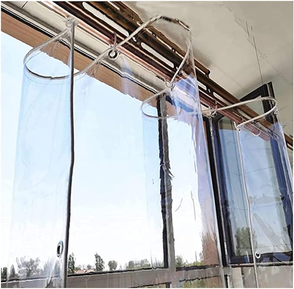 Lona transparente, cortinas para exteriores, lona com ilhoses, PVC resistente à água para pavilhões, jardim, varanda, 2,5 x 2 m
