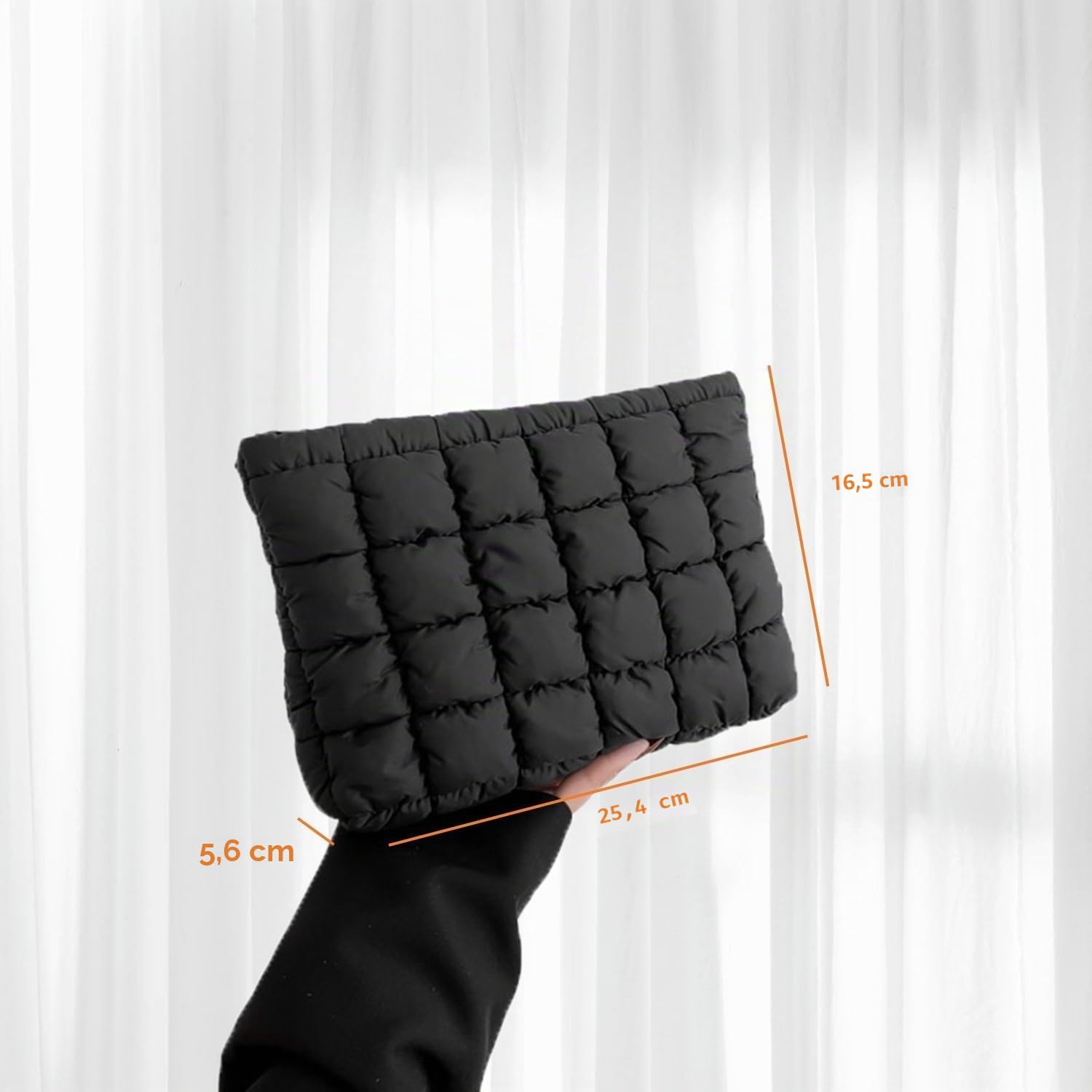Borsa per trucchi trapuntata Puffy, borsa per cosmetici, organizer da viaggio per articoli da toeletta, pochette da donna