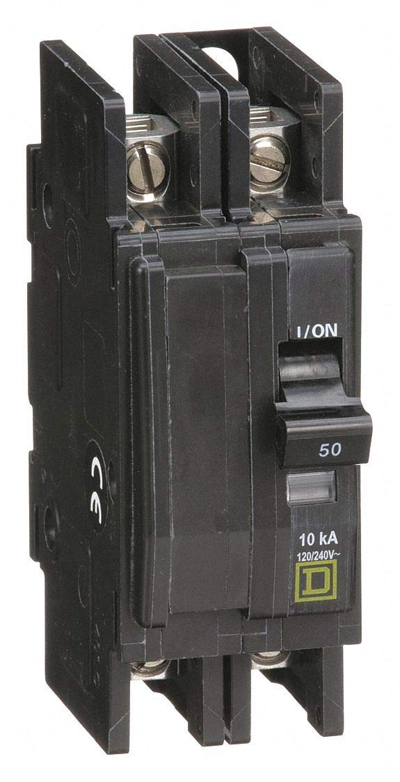 Square D QOU 2-Pole 50 Amp Unit Mount Circuit Breaker, 120/240VAC, 10kA IR, UL Listed Standard Breaker
