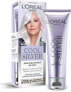 L’ORÉAL PARIS - Soin Sublimateur de Gris - Déjaunit & Renforce la Fibre Capillaire - Cheveux Blancs à Gris Clair - Neutralise les Reflets Indésirables - Cool Silver - Couleur : Blanc Nacré