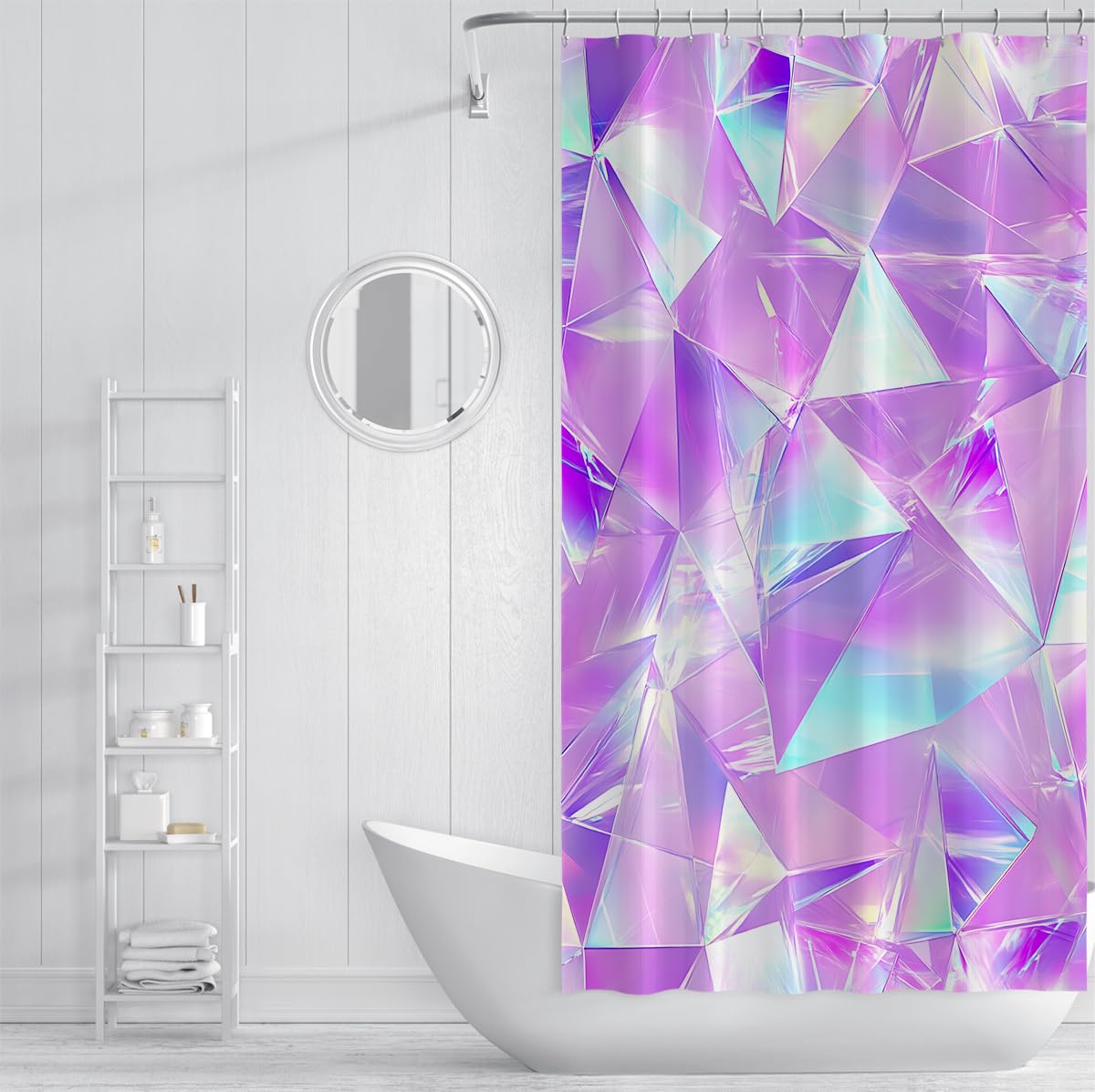 Tendine da bagno in poliestere in forma impermeabile di diamante a texture elegante e da sogno con ganci in tessuto extra lungo 180 x 200 cm