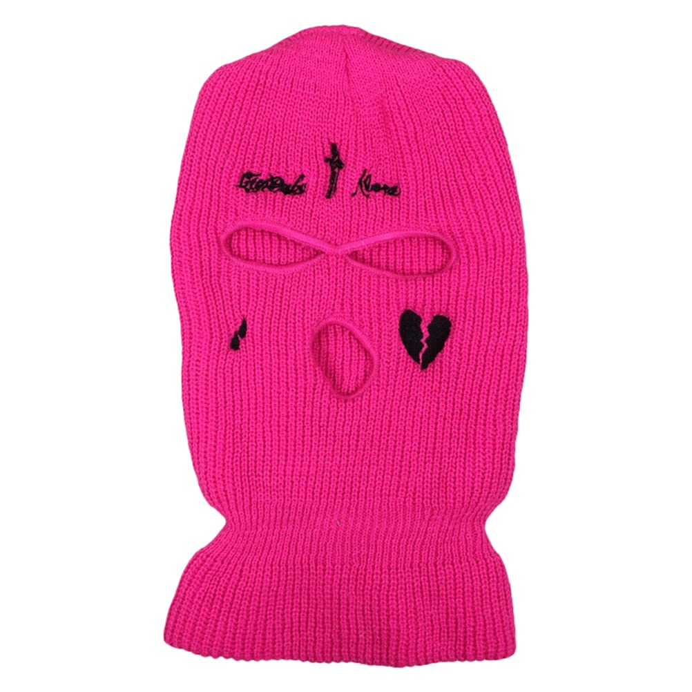 FitBest 3 Hole Balaclava Full Face Cover Knitted Winter Warm Balaclava for Men Women Outdoor Sports Cycling Skiing Rose Red