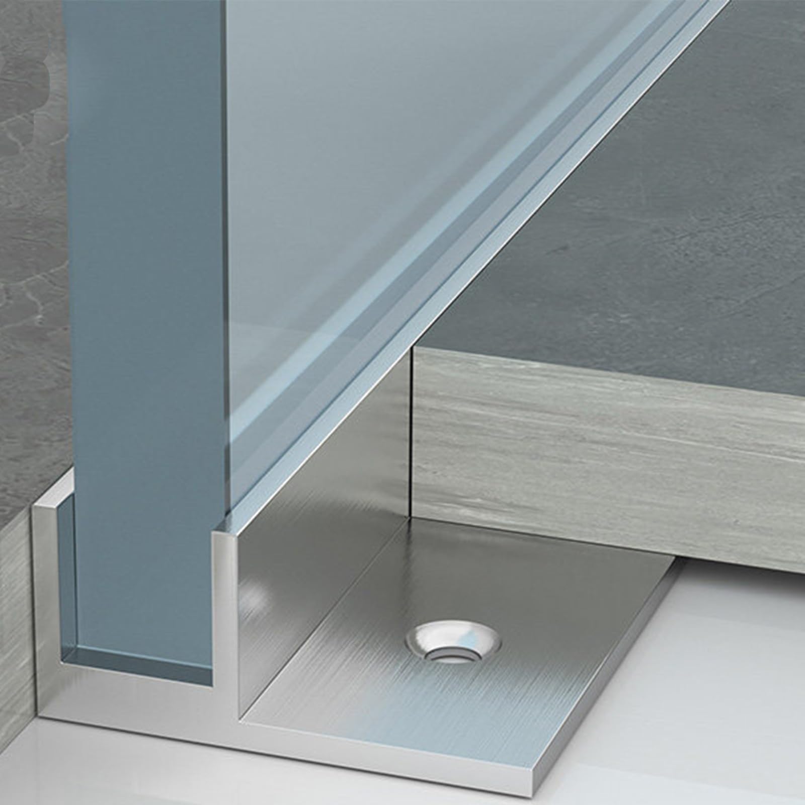 Profilé en U pour verre 10mm rail en acier inoxydable de 2.4m pour douche