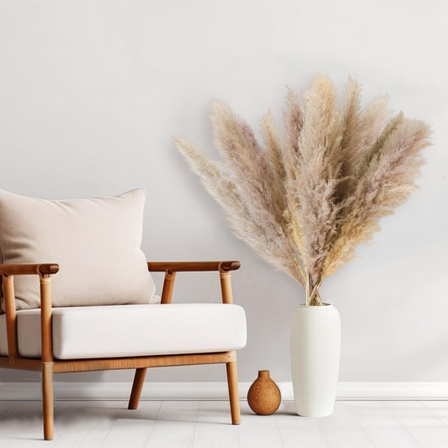 12 Piezas Hierba de Pampas Natural 114Cm Hierba de Pampas Secas Decoracion Grand Plantas Secas para Sala De Estar, Hogar, Piso, Jarrón, Decoración Boho（Gris）