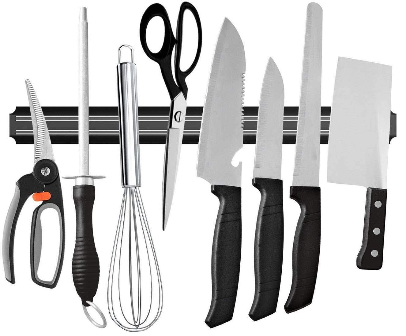 Aqtus Wall Mount Magnetic Knife Bar Strong Magnetic Strip for Knife, Scissor, Kitchen Tools, Garage Magnet Kitchen Knife Holder-image-9