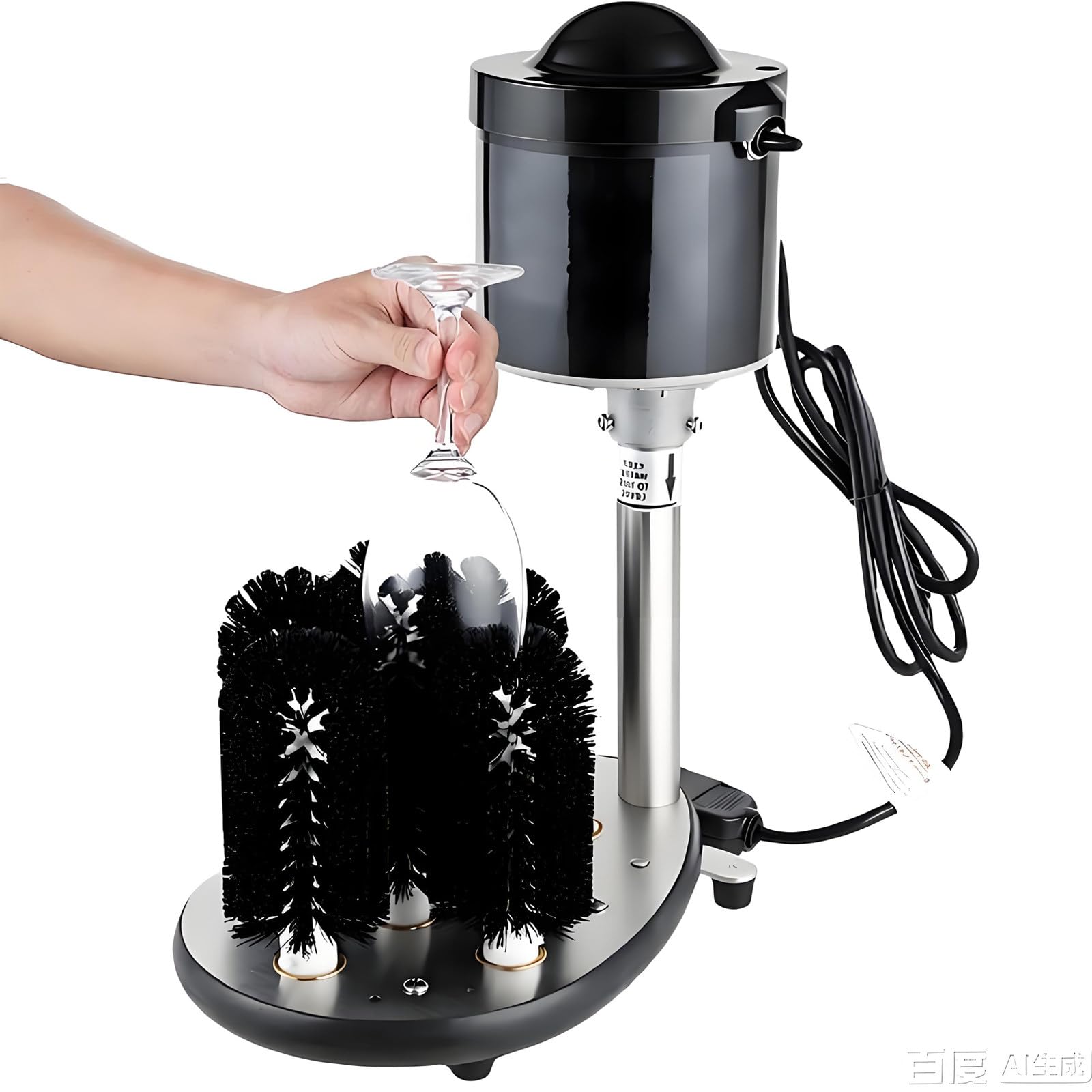 Lavadora de vidrio eléctrica comercial, 600 tazas/hora, máquina limpiadora de vidrio de barra de 5 cepillos para restaurante, cafetería, bar y cocina comercial