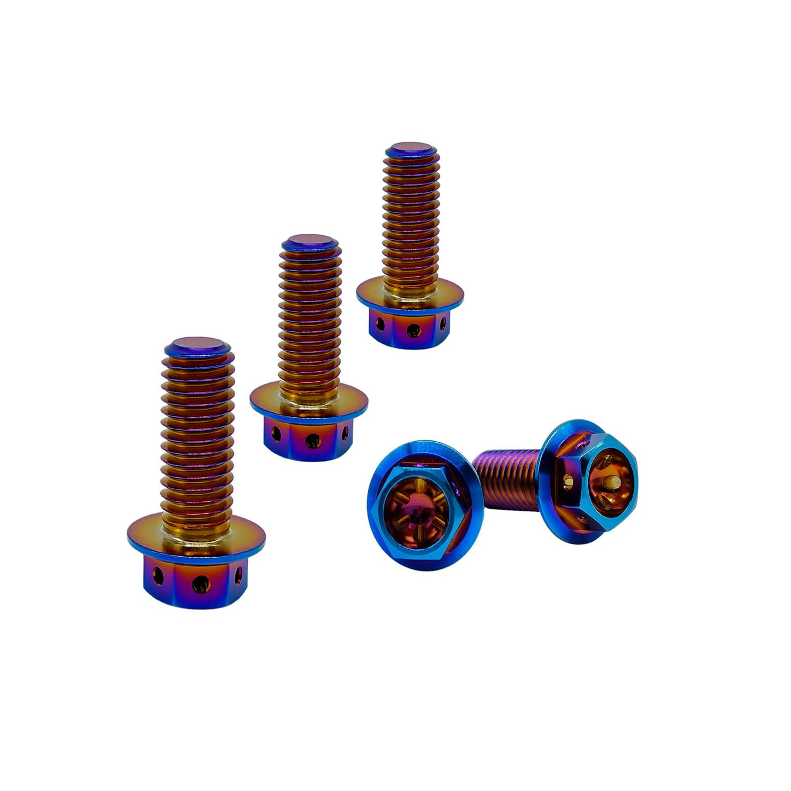 RISON Titanium Bolts Titanium Flange Hex Head Bolts Burnt Blue GR5