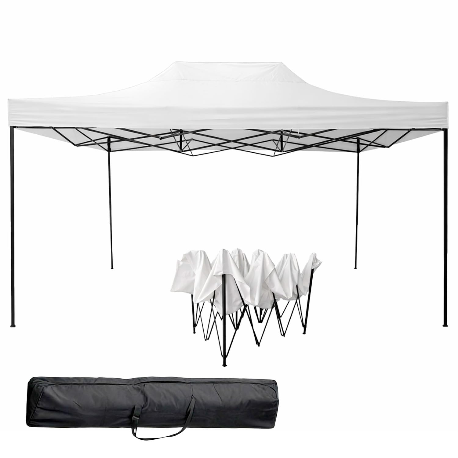 BRICOZONE Gazebo Professionale 3x4.5 Metri Pieghevole Impermeabile Con Struttura In Acciaio Rinforzata Telo Oxford 1200D PVC Protezione UV Con Sacche Zavorra Picchetti Corde E Borsa Custodia (Bianco)