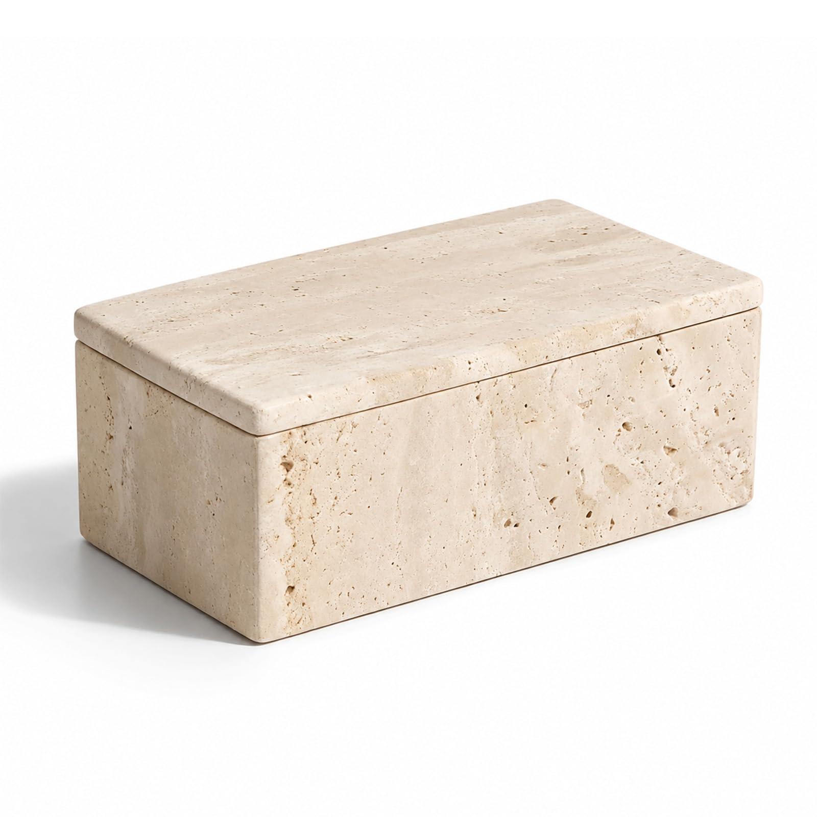 Contenedores de almacenamiento de mármol natural (redondos, cuadrados, rectangulares), soporte de hisopo de algodón, organizadores con tapas, caja de piedra travertino para Qtips, maquillaje