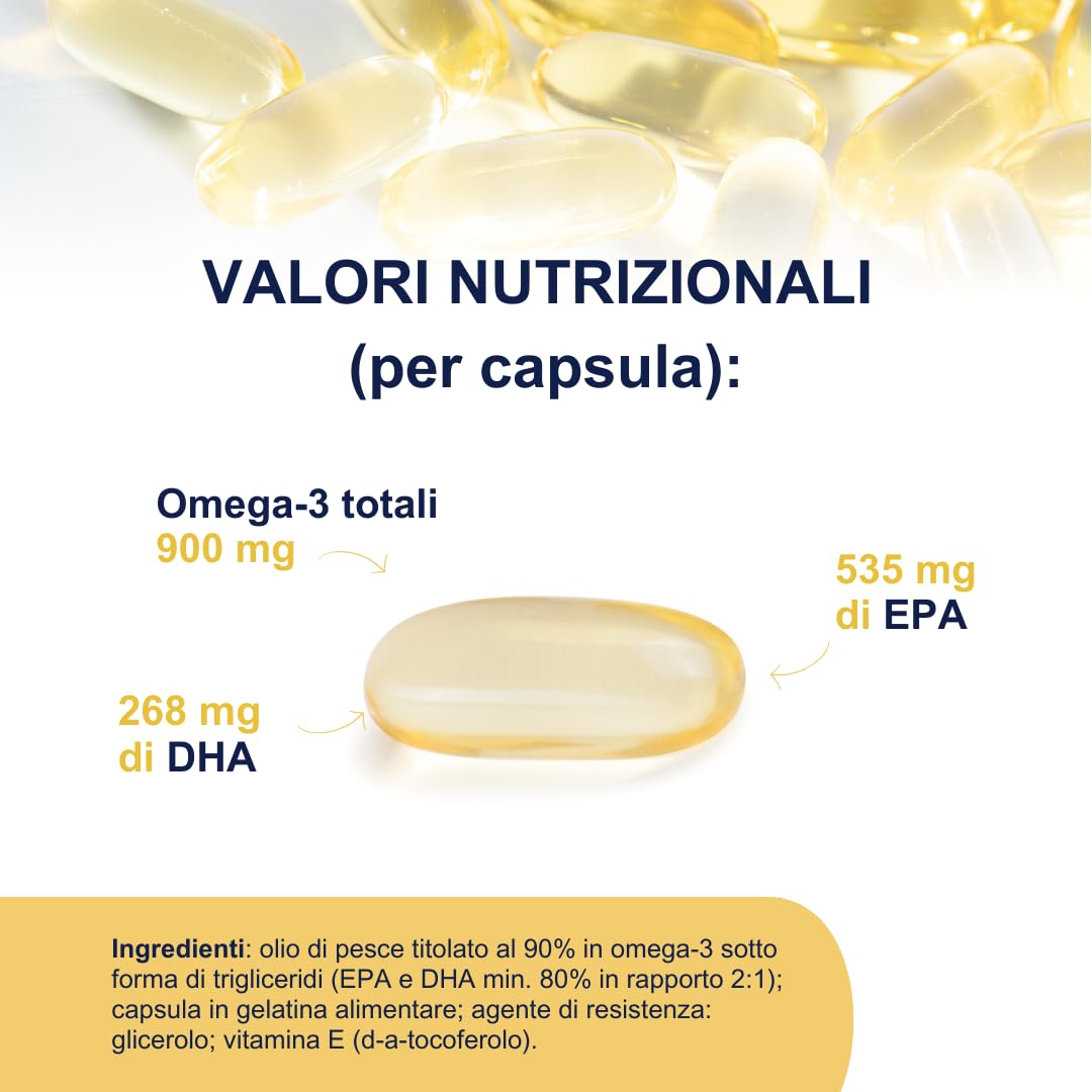 Omega3 2000 mg ad Alto Dosaggio per 2 Capsule - Omega 3 IFOS 5 Stelle - OMEGOR Vitality 1000 - Fornitura per 5 mesi - 30cps (10 Confezioni)