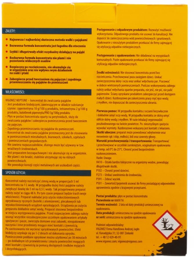 Wysoce skuteczny koncentrat przeciwko pająkom i pajęczynom, 30 ml – Długotrwała ochrona do stosowania wewnątrz i na zewnątrz