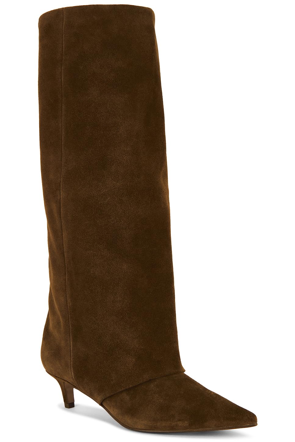 ZBOT Womens Knee-High Boots Pointed-Toe Low-Heel Kitten Heel Boots Slip-On Winter Dress Shoes