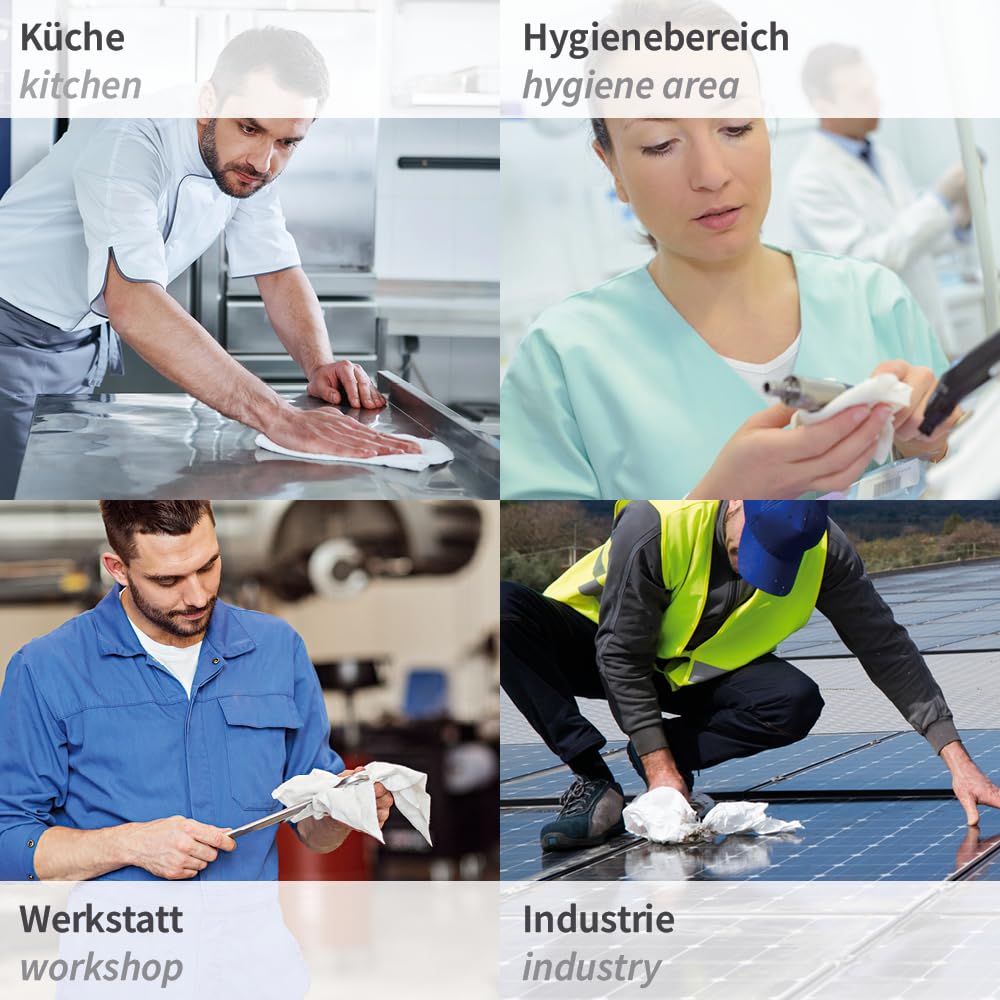 400 Stück Franz Mensch Reinigungstücher Hygotex auf Rolle weiß | Viskose, L: 40 cm, B: 38 cm, Kerndurchmesser: 3,5 cm, Laufmeter: 160 m, 400 Abrisse, Karton, Putztücher, Poliertücher