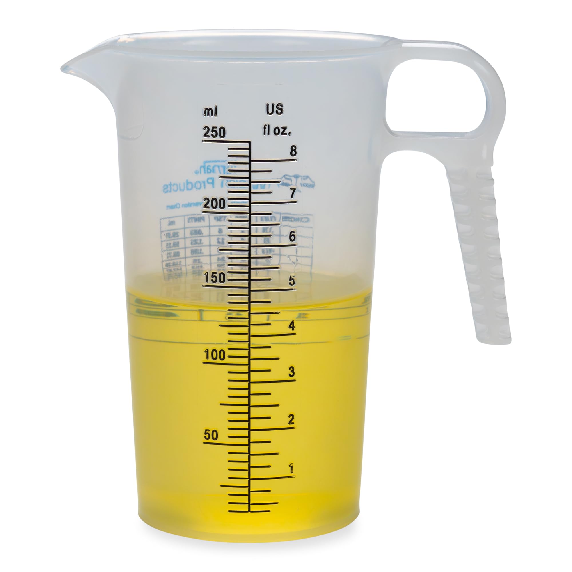 8oz 1 Cup Measure Pitcher with Convenient Conversion Chart– Food Grade - Great for Cooking, Home Hobbies, Aquariums, Pet Additives, Medical and Lab