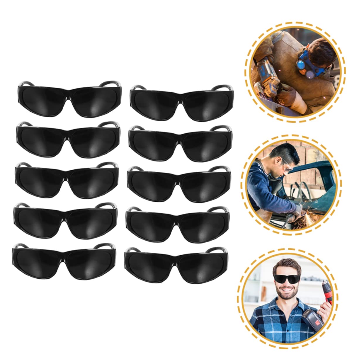 NUOBESTY Polycarbonat und ABS Schweißerbrille 10 Paar Schwarz
