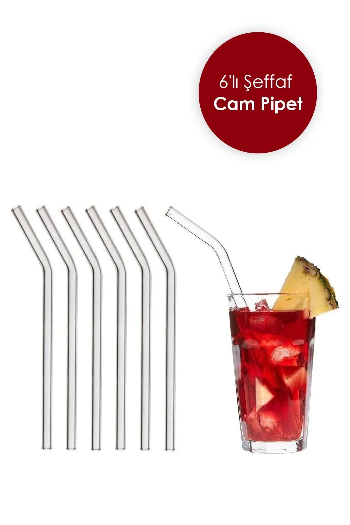 Mithra Life 6 lı Şeffaf Eğimli Cam Pipet MIT1003
