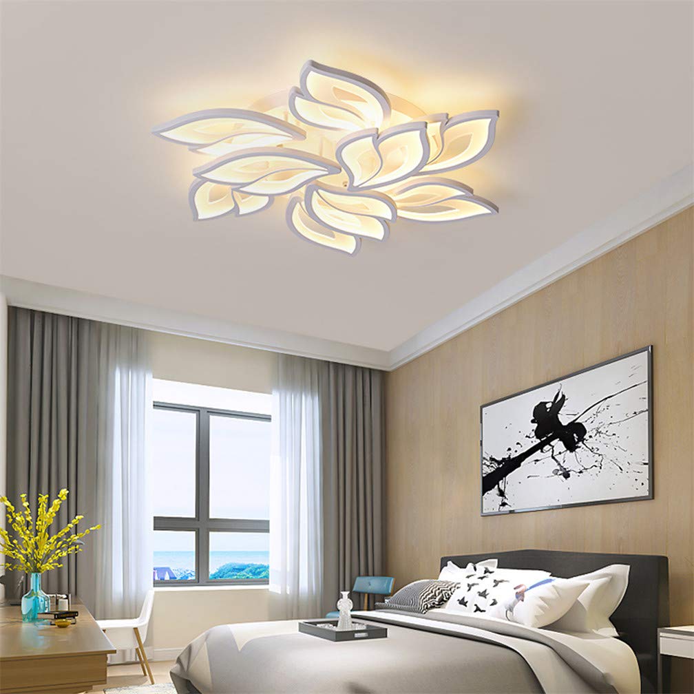 Lámpara de salón LED, lámpara de techo regulable, lámpara de dormitorio, lámpara de pasillo con mando a distancia, diseño moderno de flores, lámpara decorativa para comedor, cuarto de baño Ø85cm