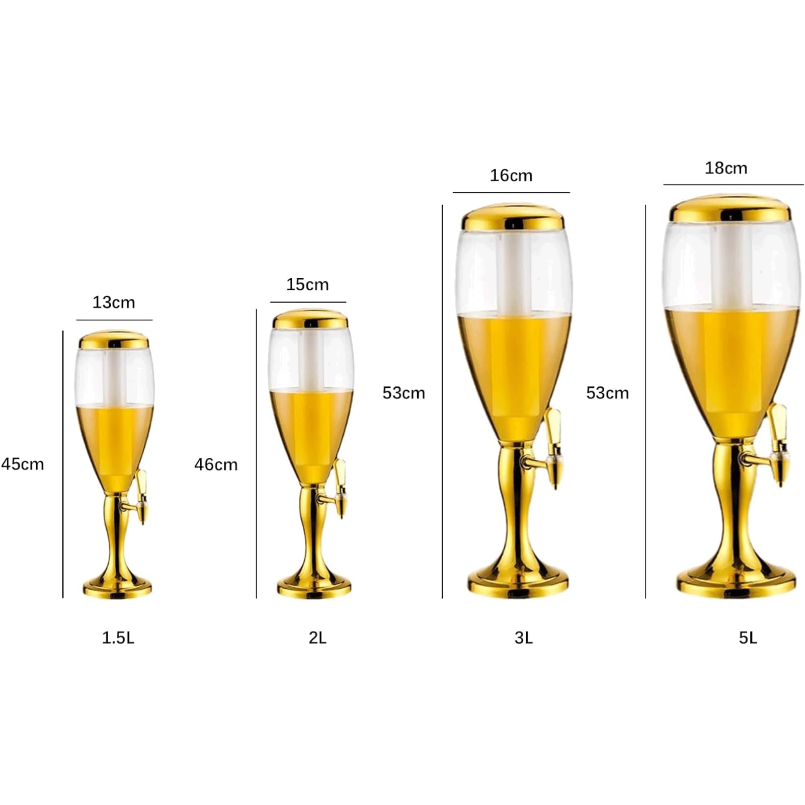 Dispensador Torre de cerveza grande con carámbanos y luces, dispensador de cerveza transparente, dispensador de bebidas/cerveza/licor/bebidas frías, contenedor de cerveza Cerveza