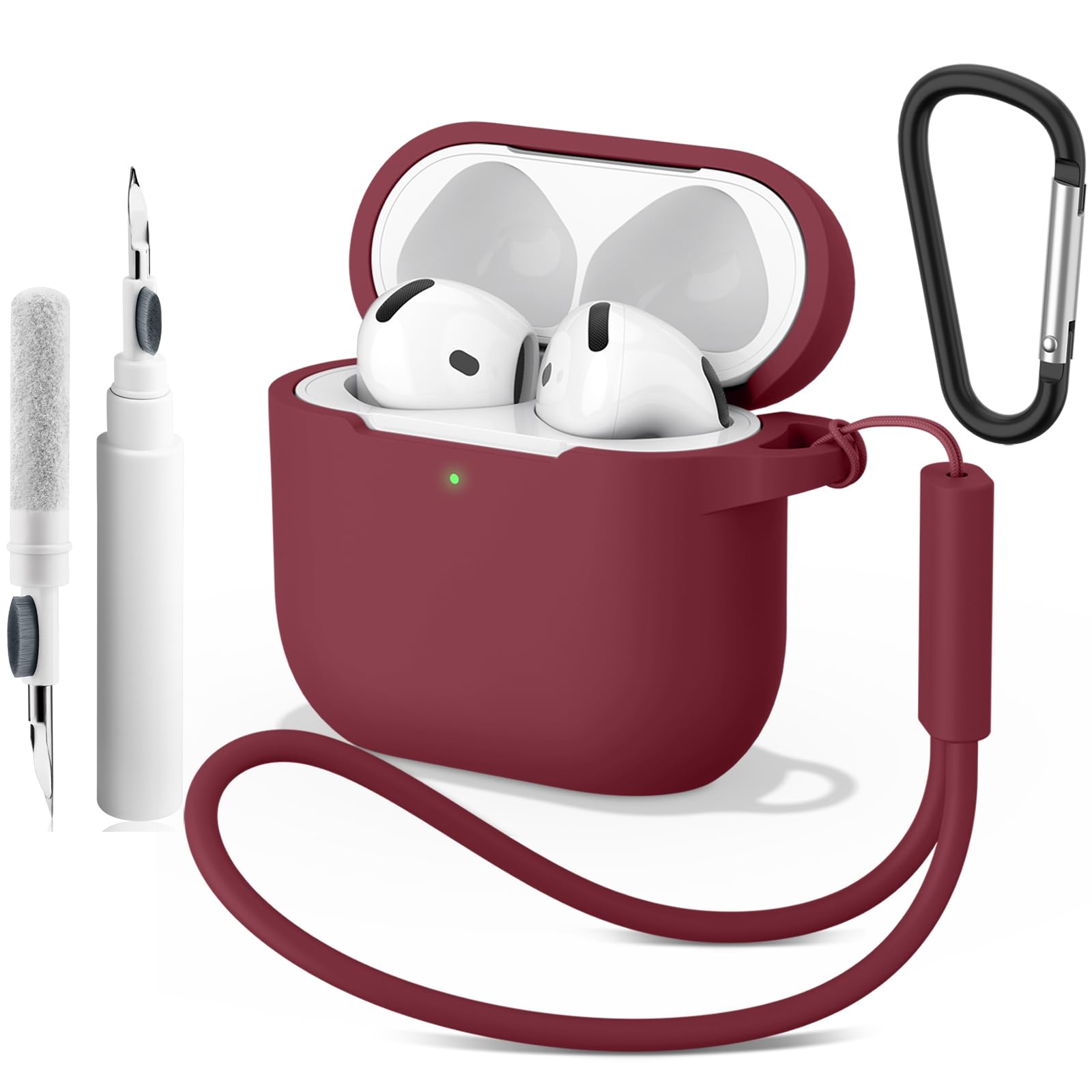 Meliya for Airpods 4 Case Cover 2024 with Cleaner Kit & Keychain & Lanyard, Soft Silicone Protective Case for Apple AirPods 4th Generation, Supports