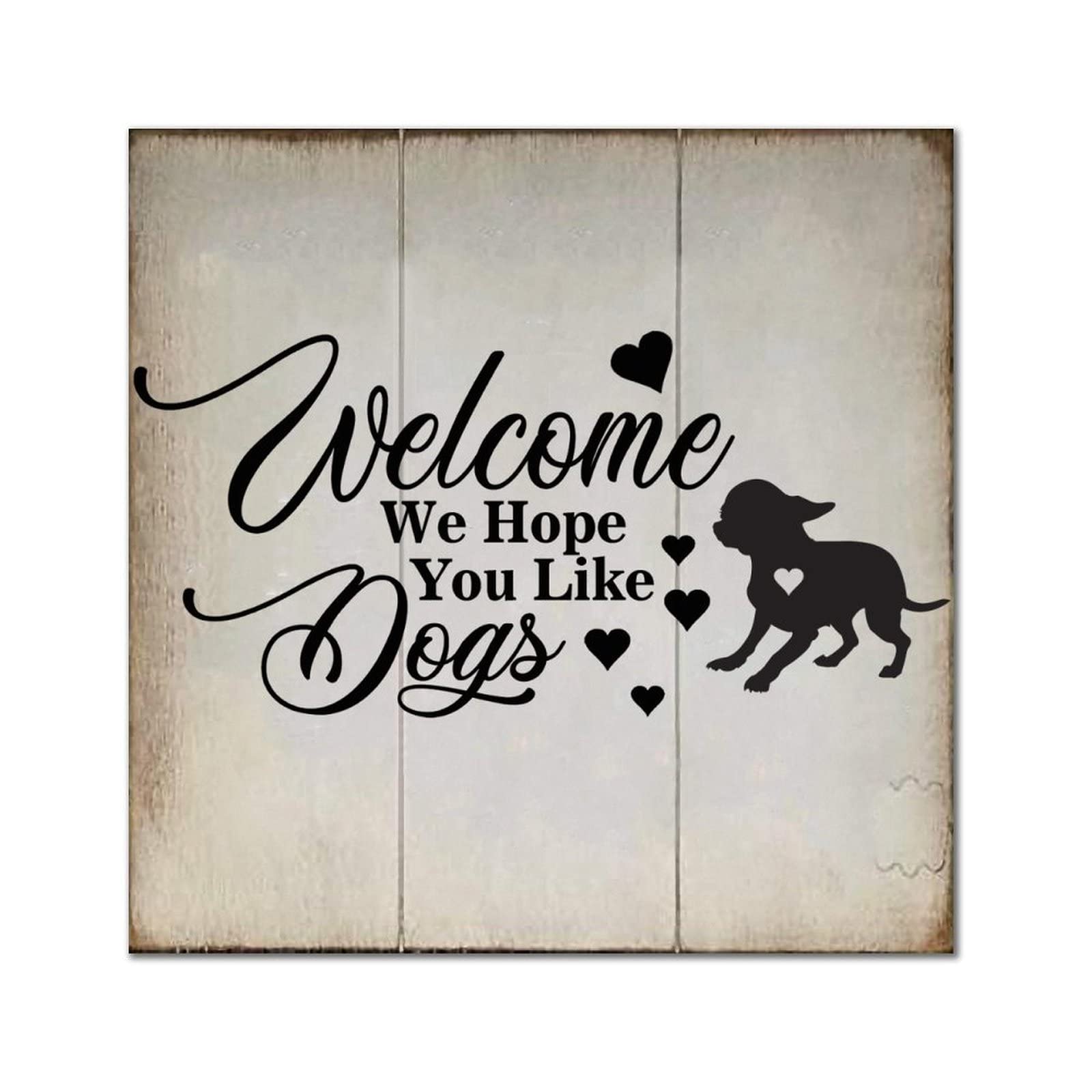 Plaque murale Bouledogue Anglais en bois vintage avec inscription de bienvenue maison