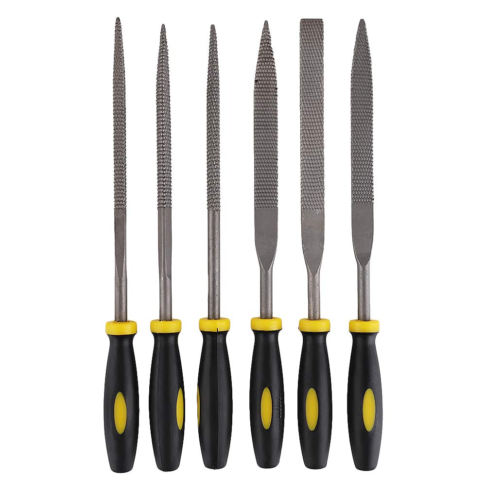 Szzijia Grey 5 * 180Mm Mini Assorted Hand File Wood Rasp Set Metal Filing Rasp Needle File Wood Tools With Rubber Handle 6Pcs
