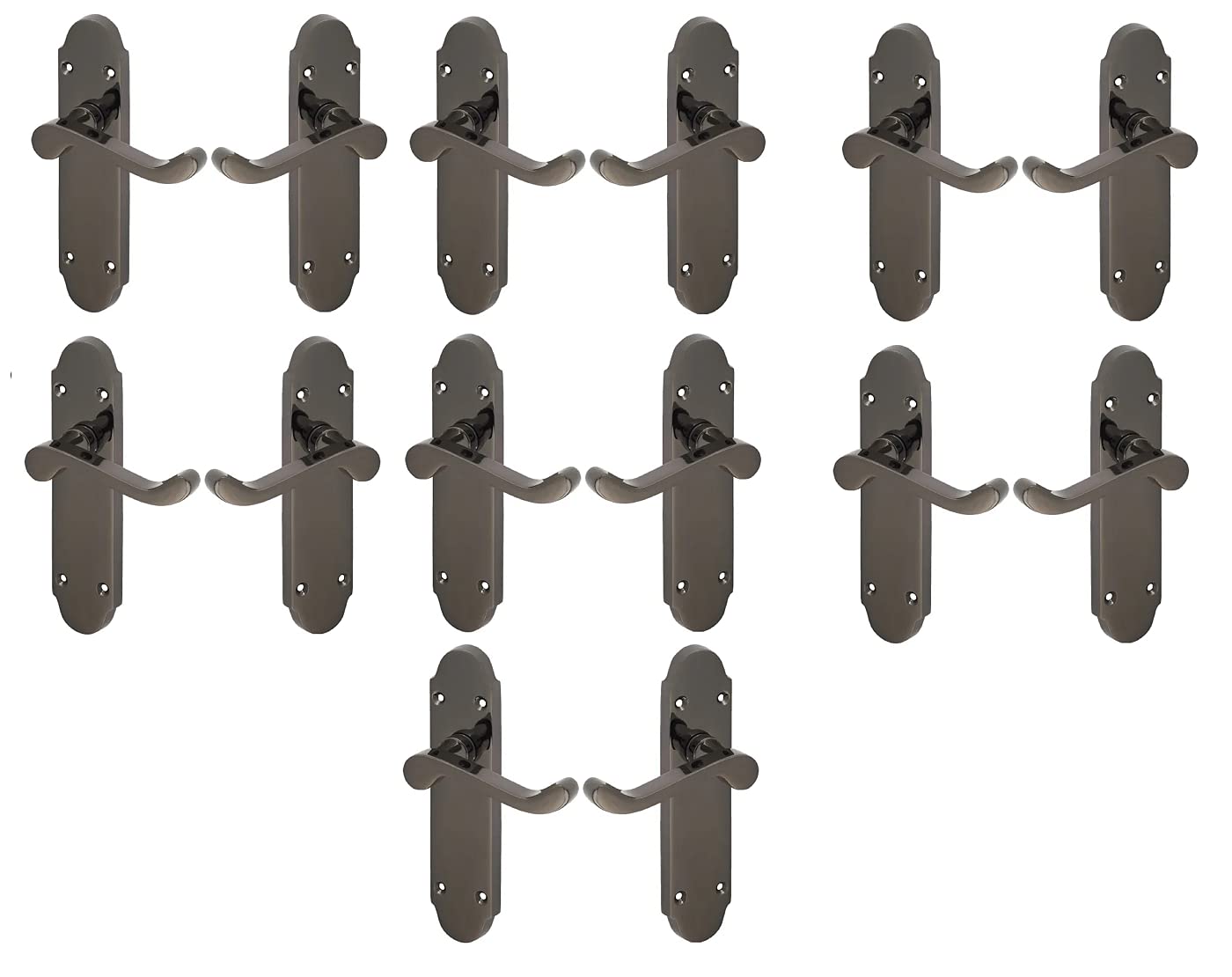 Door Handle Black Nickel Epsom Style Victorian Scroll x 7 Pairs - Haven Heritage ®