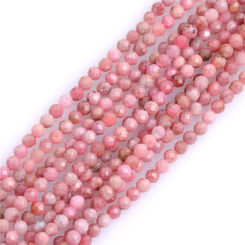 GEM-Inside 2mm AAA Grade Natural Stone Rhodonite Faceted Spacer Small Beads for Jewelry Making 15" — image 1