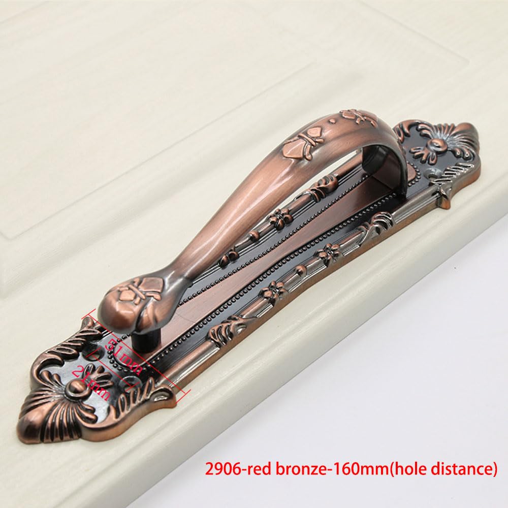 SagaSave 6 maniglie per ante di armadietti, 160 mm, stile europeo antico, a forma di fiocco, maniglie vintage per armadio, cucina, camera da letto, bronzo rosso